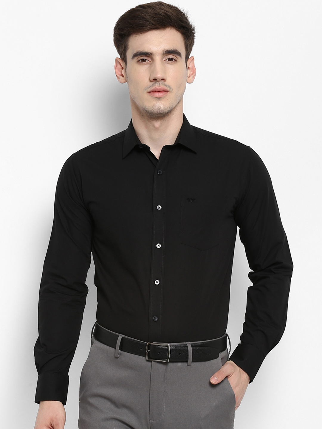 Buy Red Tape Men Black Regular Fit Solid Formal Shirt - Shirts for Men ...