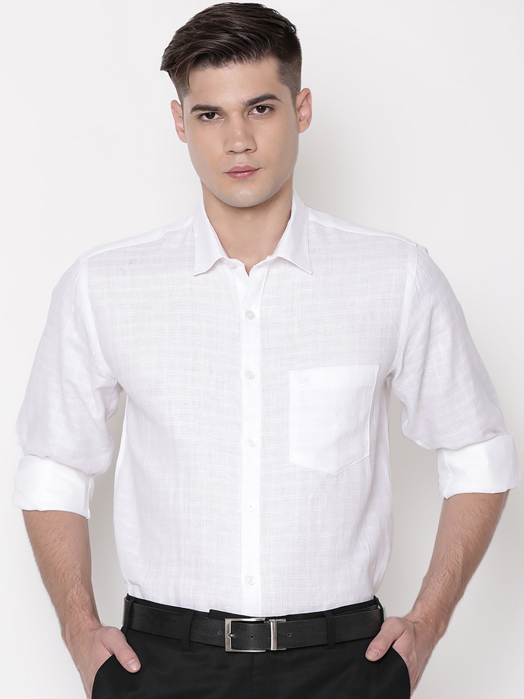 Buy Linen Club Men White Regular Fit Solid Formal Shirt - Shirts for ...