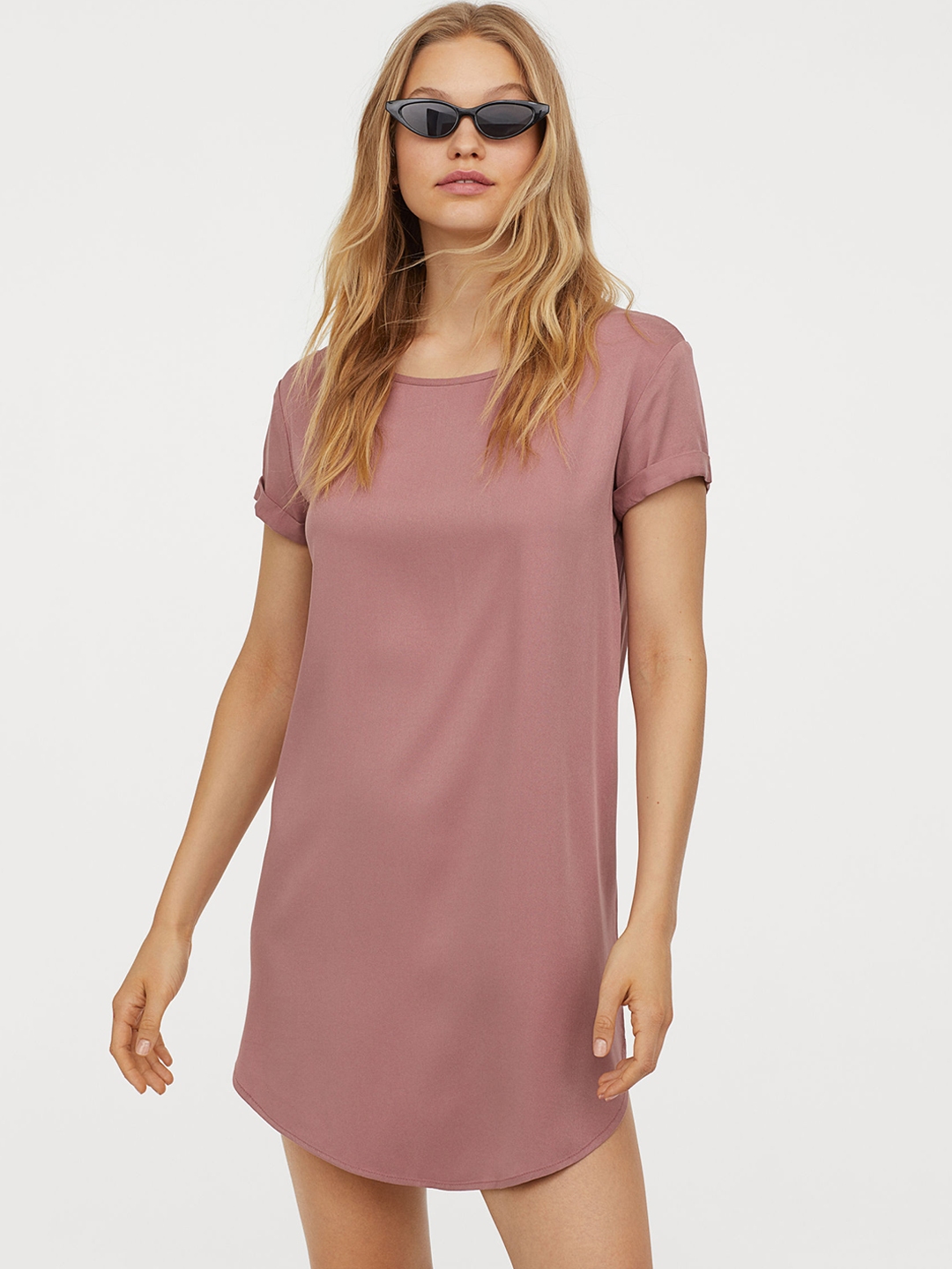 Buy H&M Women Pink Solid Viscose T Shirt Dress Dresses