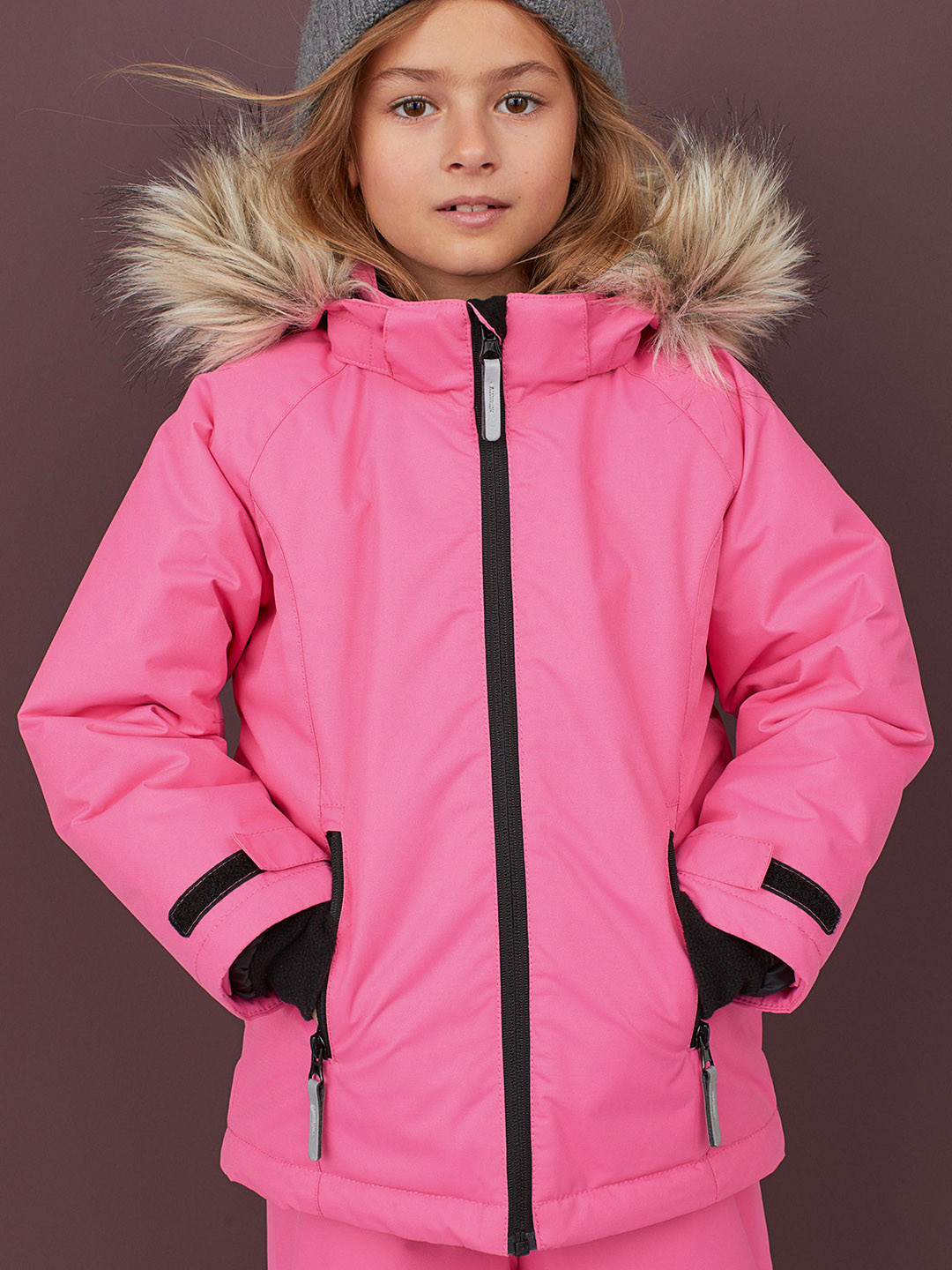 Buy H&M Girls Pink Solid Water Repellent Jacket Jackets for Girls
