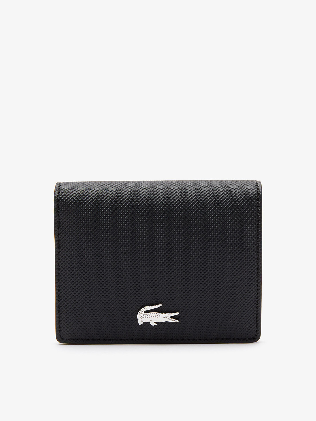 Buy Lacoste Women Black Textured Two Fold Wallet Wallets for Women