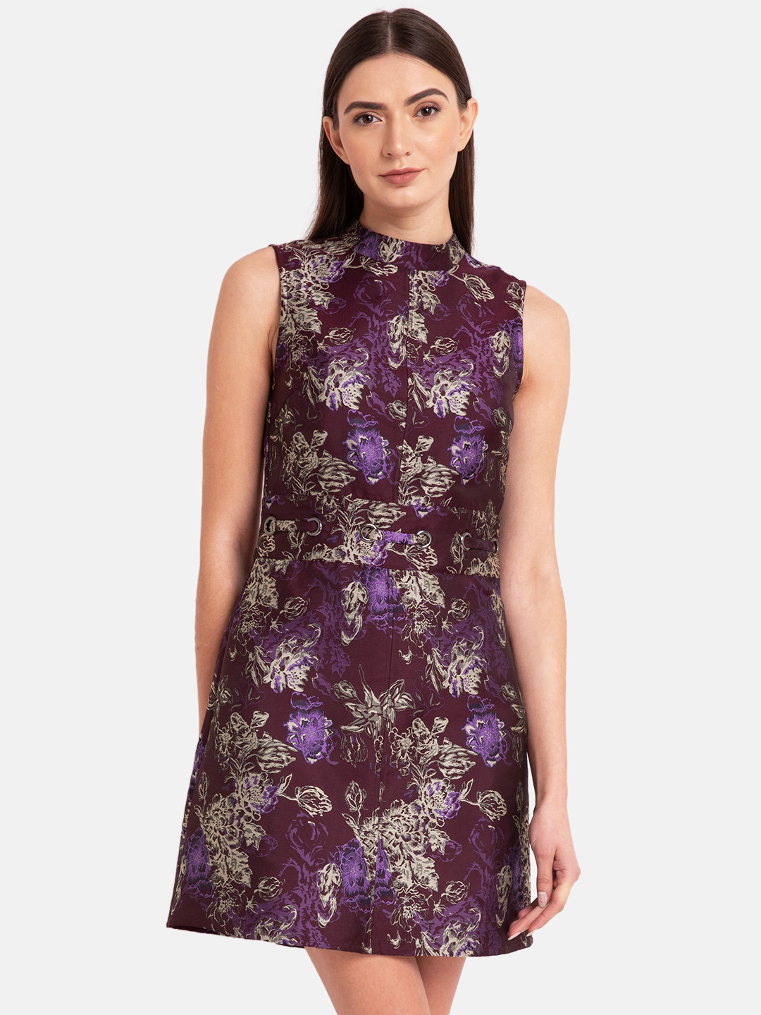 Buy Kazo Women Purple Floral Print Fit And Flare Dress Dresses for