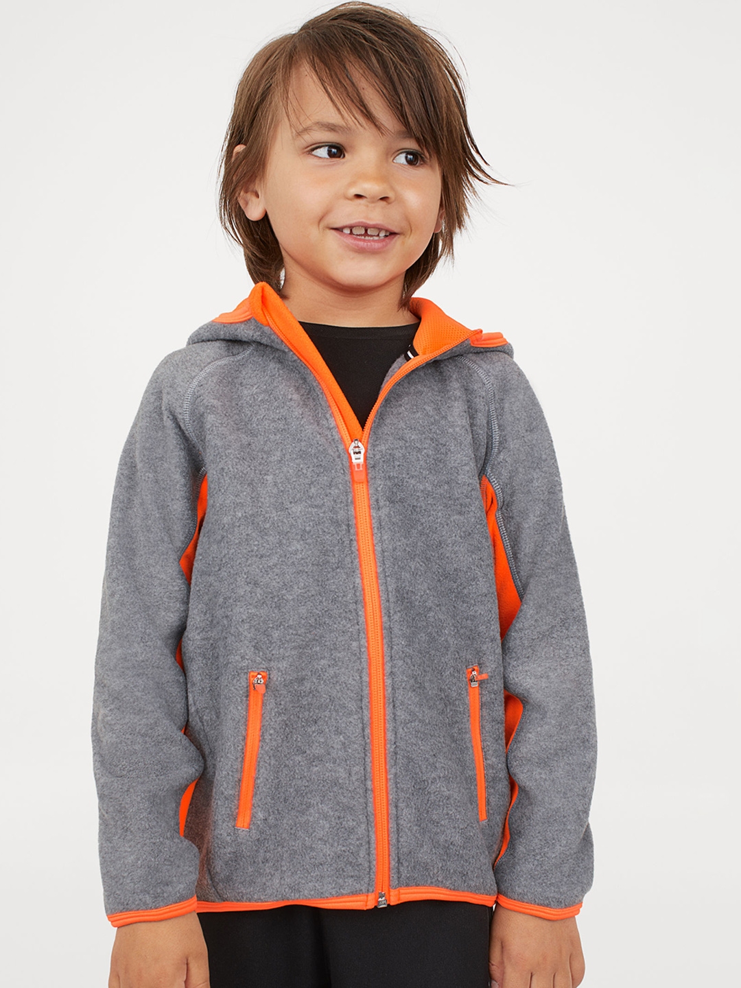 Buy H&M Boys Grey And Orange Solid Fleece Sports Sweatshirt - Sweatshirts for Boys 10439282 | Myntra