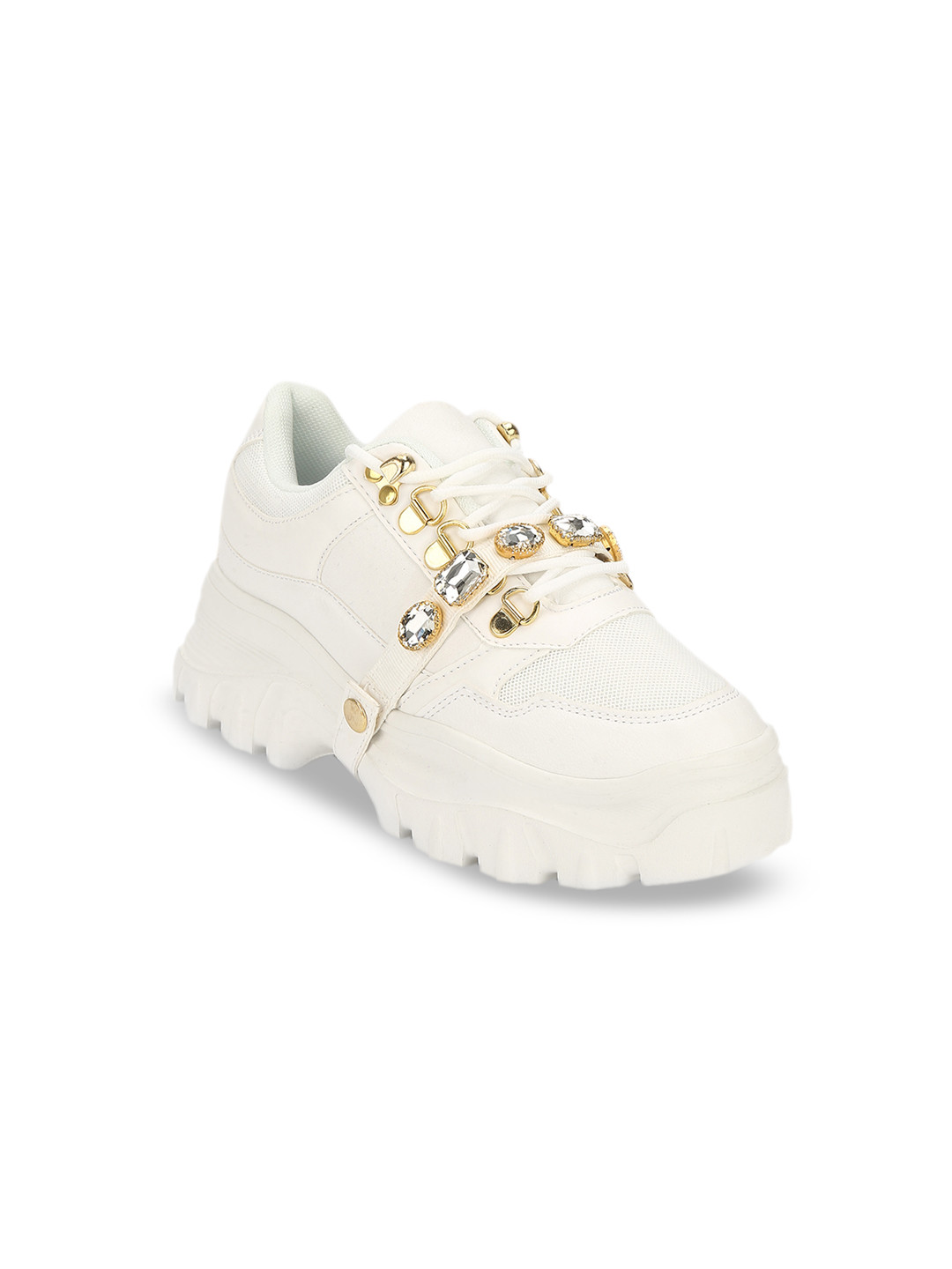 Buy Truffle Collection Women White Sneakers Casual Shoes
