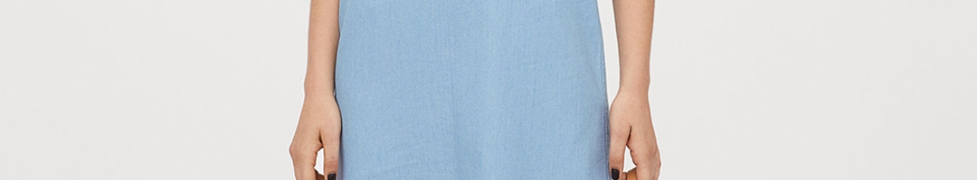 Buy H&M Women Blue Solid V Neck Dress - Dresses for Women 10441166 | Myntra