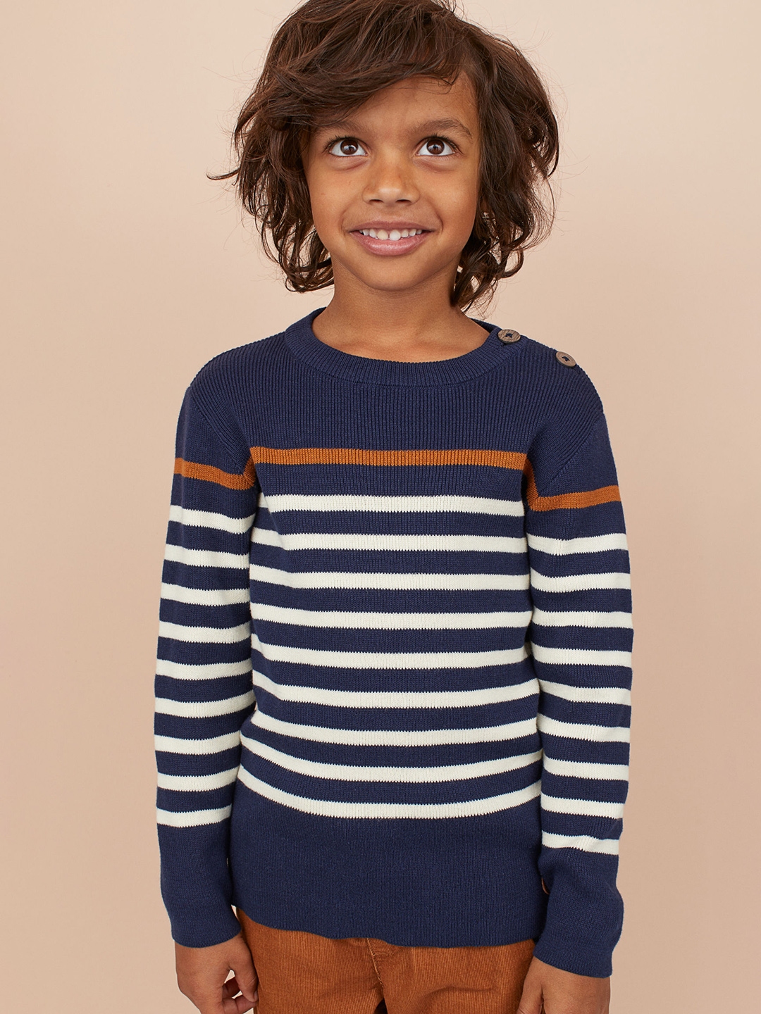 Buy H&M Boys Blue Striped Fine Knit Cotton Jumper - Sweaters for Boys ...