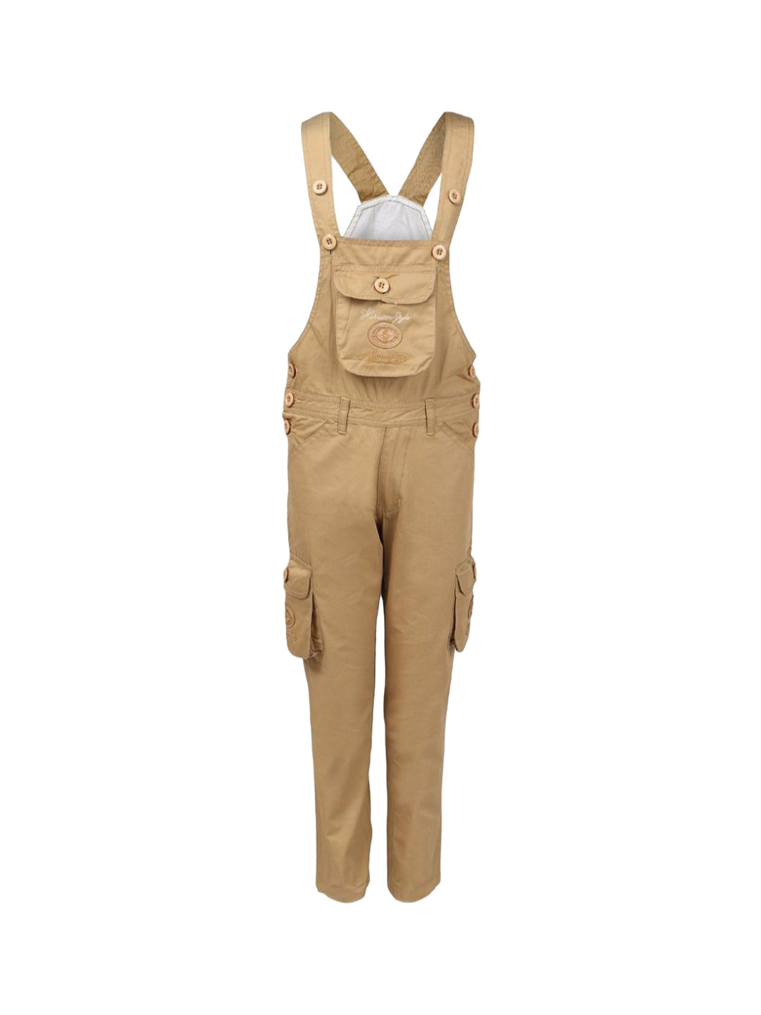 Buy FirstClap Kids Unisex Khaki Coloured Solid Dungarees Dungarees