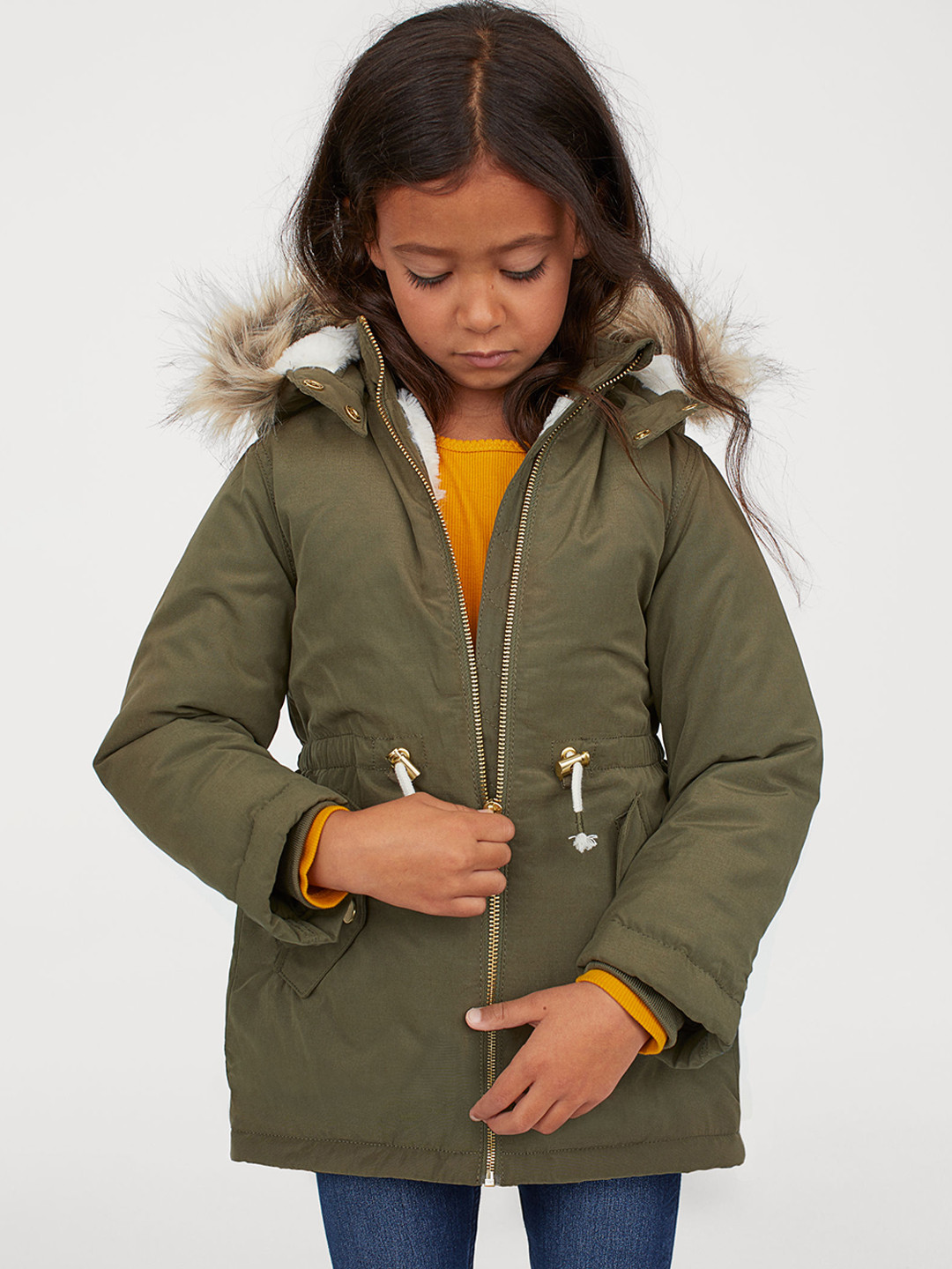 Buy H&M Girls Green Solid Padded Parka Jackets for Girls 10455976 Myntra