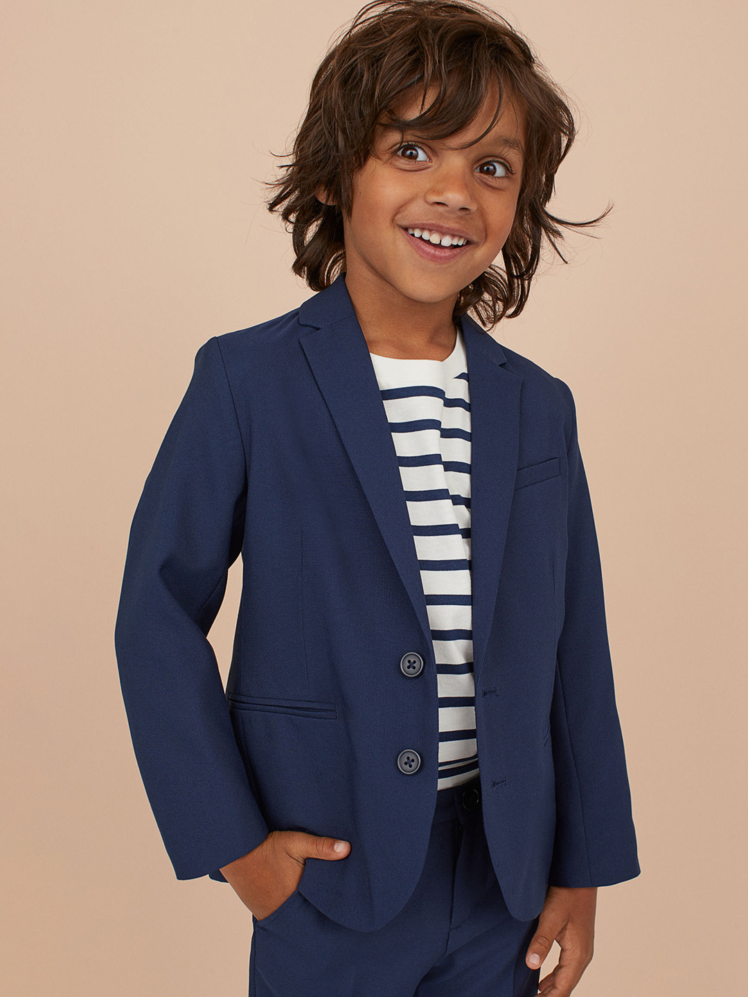 Buy H&M Boys Navy Blue Solid Classic Jacket Blazers for Boys 10459308