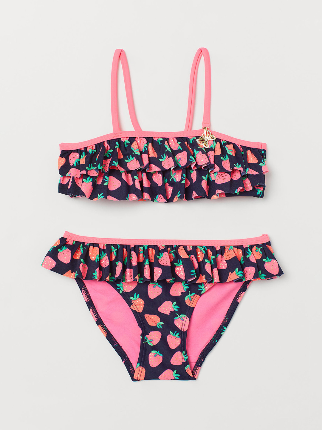 Buy H&M Girls Blue & Pink Printed Patterned Flounced Bikini Swimwear