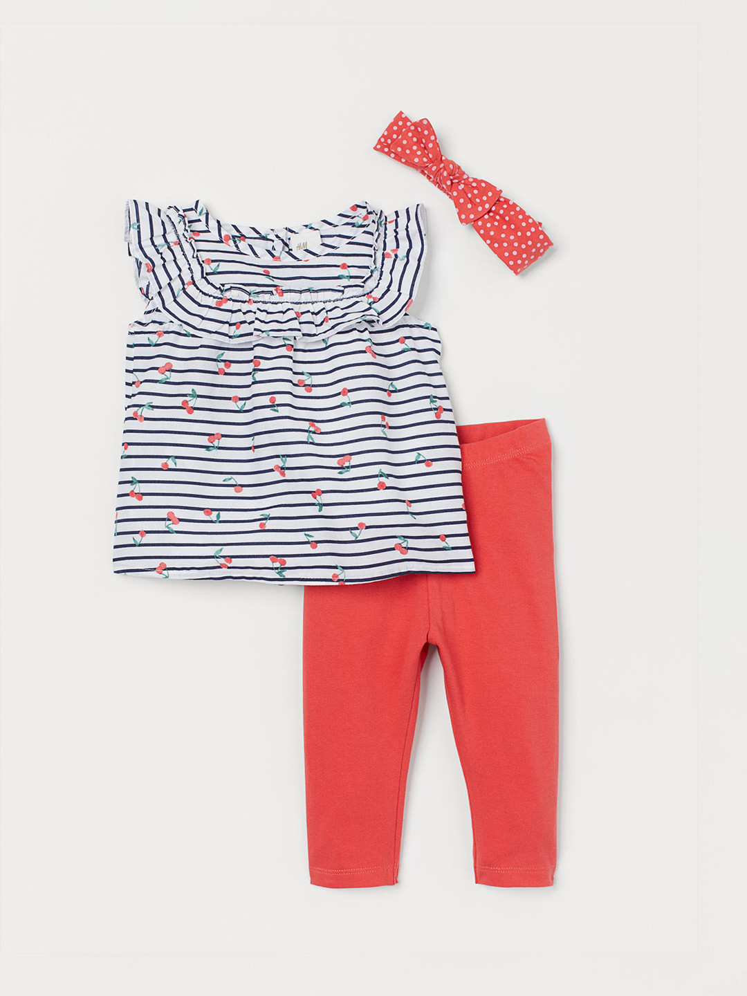 Buy H&M Girls White & Red 3 Piece Cotton Set Clothing Set for Girls 10457804 Myntra