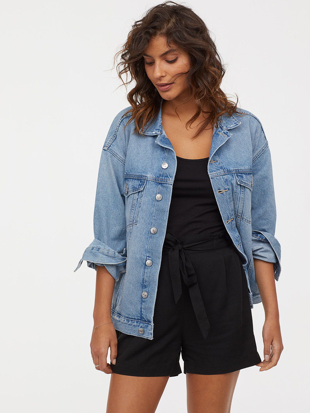 H&m Denim Shorts in Blue | Lyst