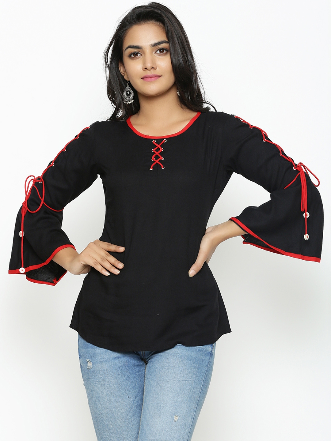 Buy YASH GALLERY Women Black Solid Top - Tops for Women 10463132 | Myntra