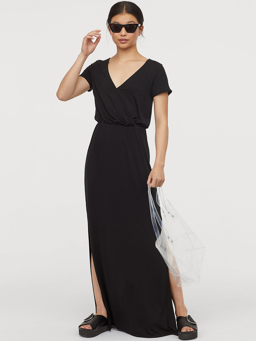 Buy H&M Women Black Solid Jersey Maxi Dress - Dresses for Women ...