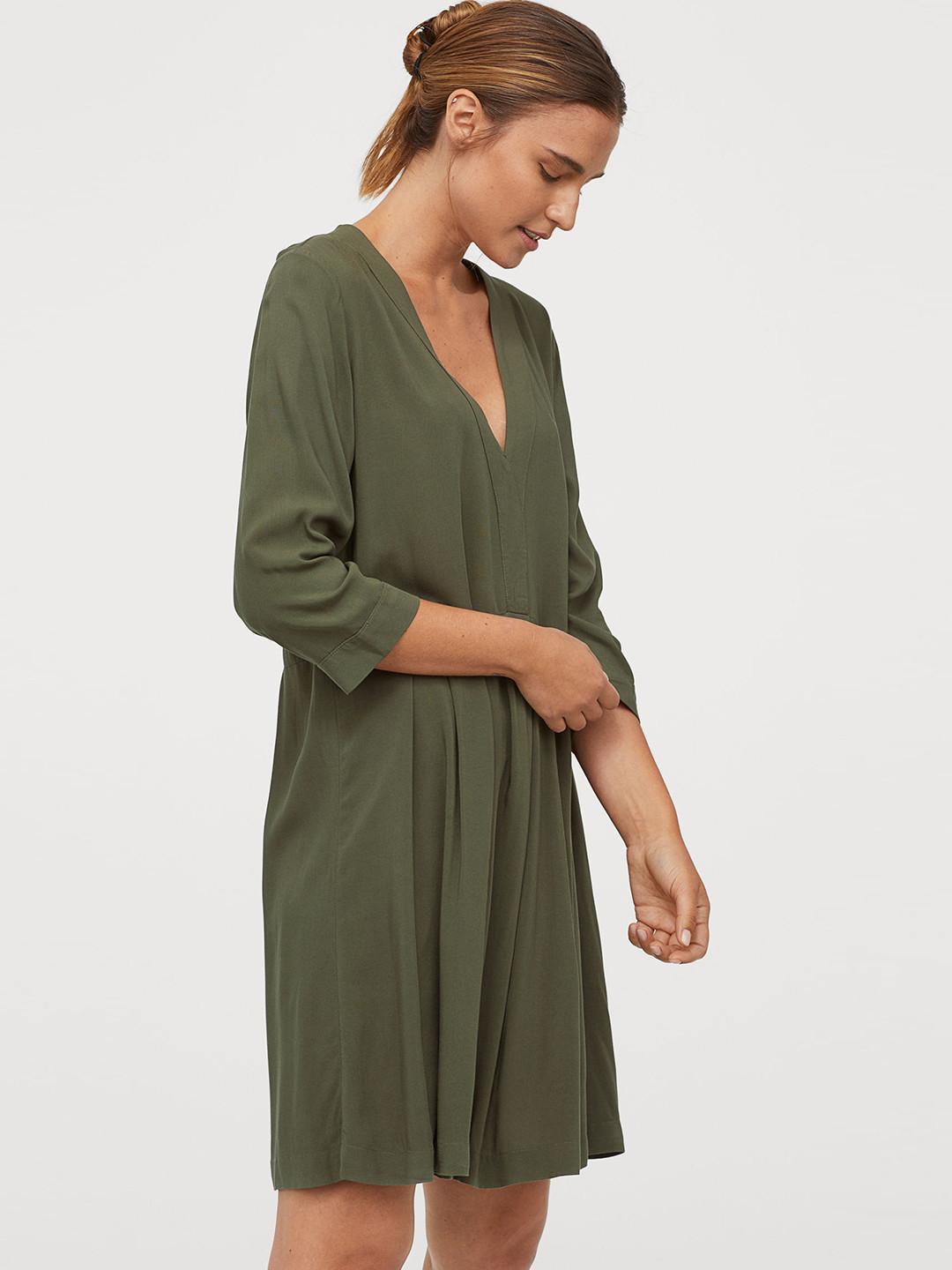 Buy H&M Women Green Solid V Neck Dress Dresses for Women 10459154 Myntra