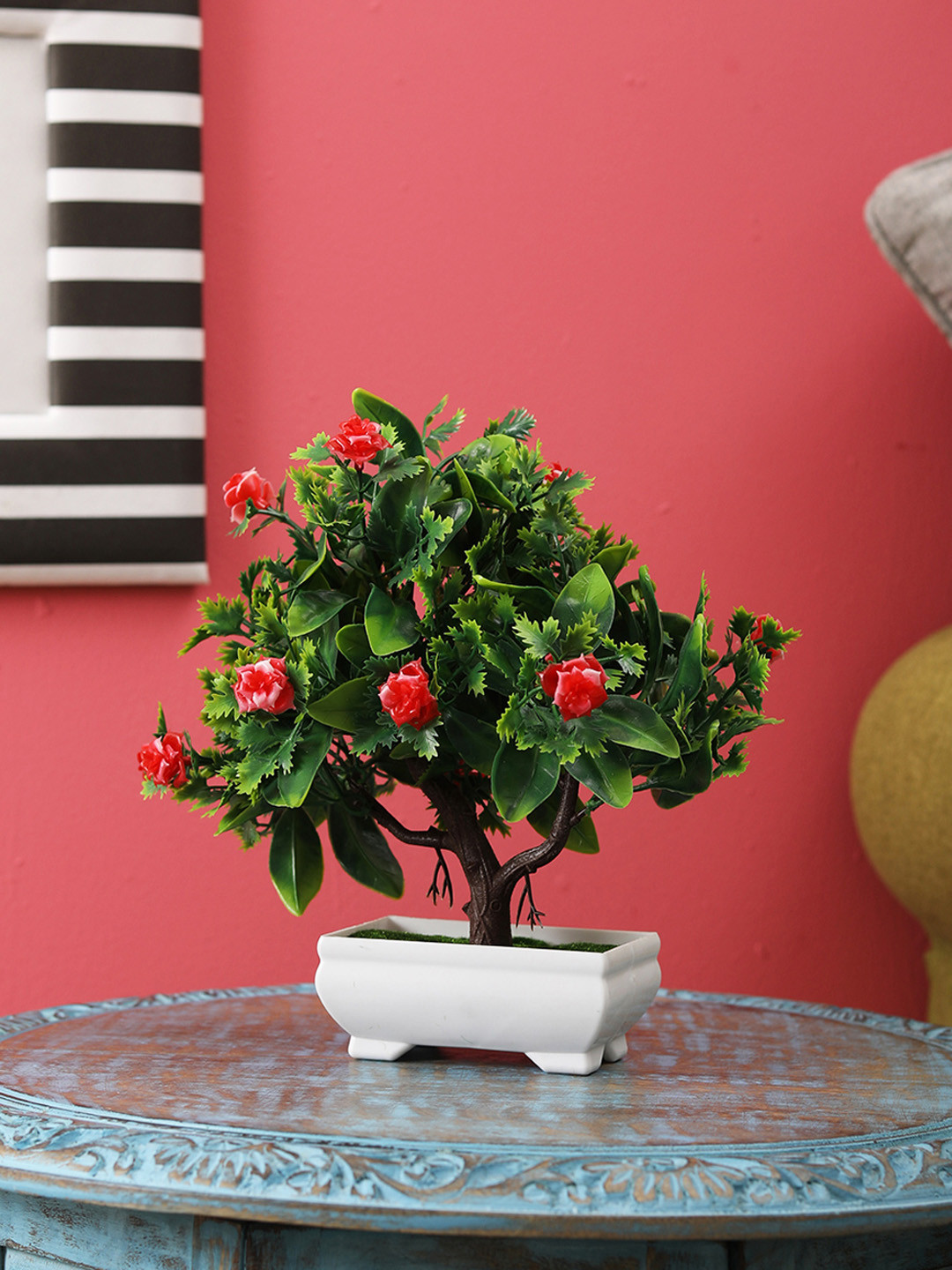 Buy FOLIYAJ Green & Red Artificial 3 Branch Bonsai Tree Artificial
