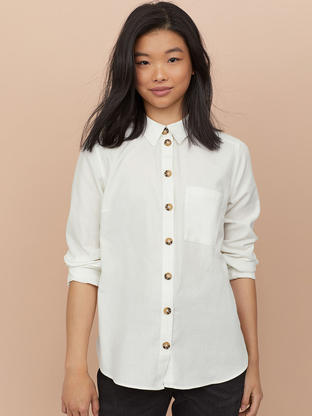 Buy H&M Women White Solid Cotton Shirt Shirts for Women 10468362 Myntra