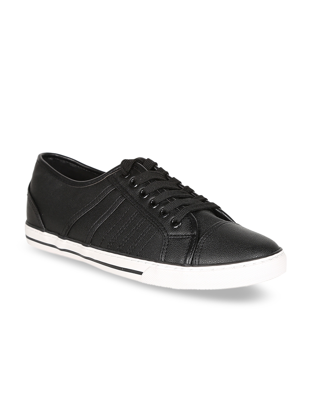 Buy Peter England Men Black Solid Sneakers - Casual Shoes for Men ...