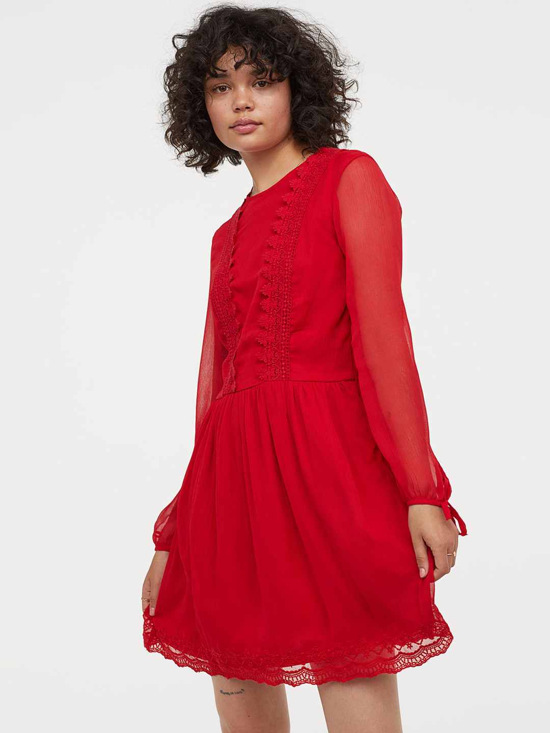 Buy H&M Women Red Solid Chiffon Dress Dresses for Women 10467908 Myntra
