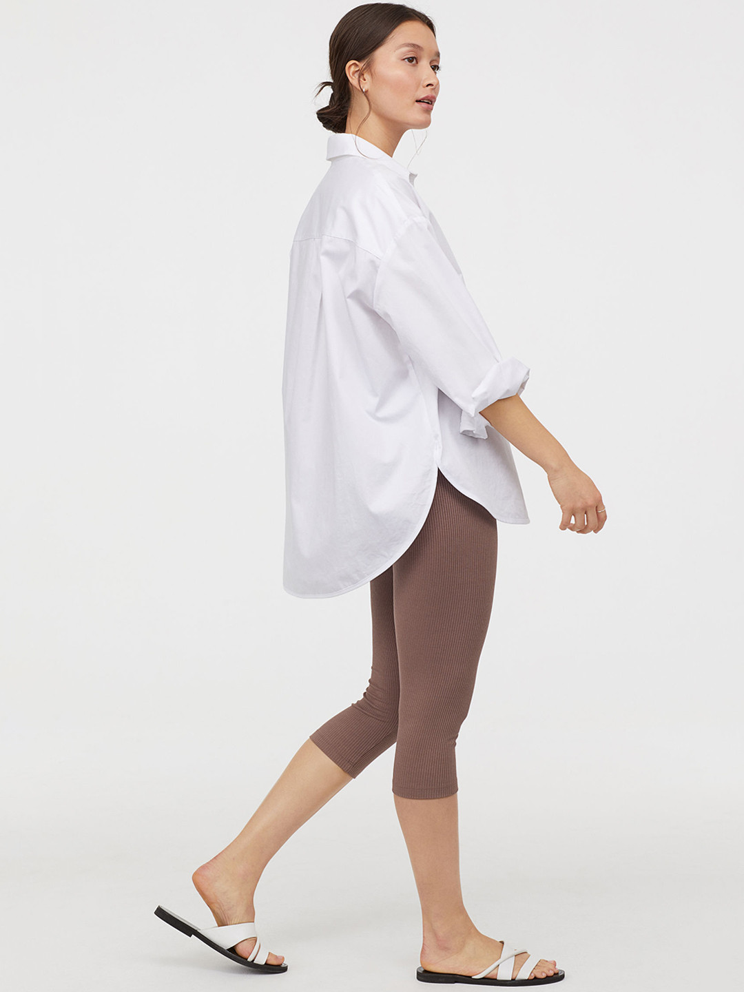 Buy H&M Women Brown Solid 3/4 Length Leggings Leggings for Women