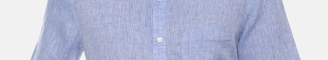 Buy Louis Philippe Men Blue Manhattan Slim Fit Solid Pure Linen Formal Shirt - Shirts for Men ...