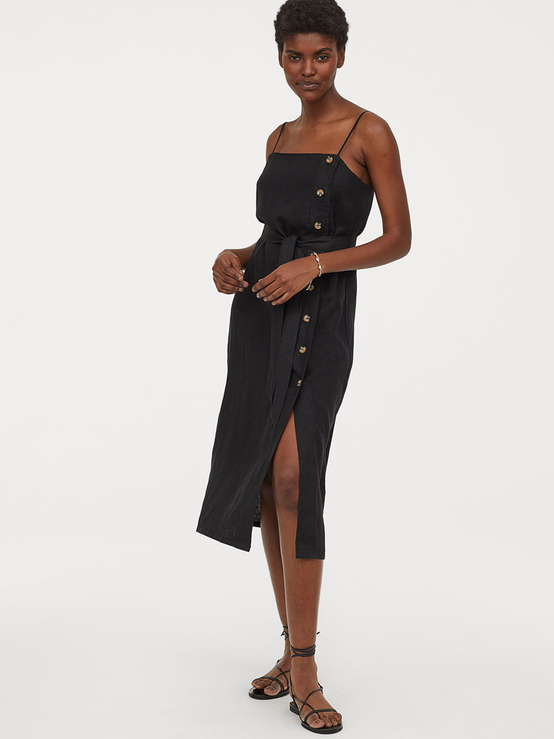 Buy H&M Women Black Solid Linen Dress Dresses for Women 10476846 Myntra
