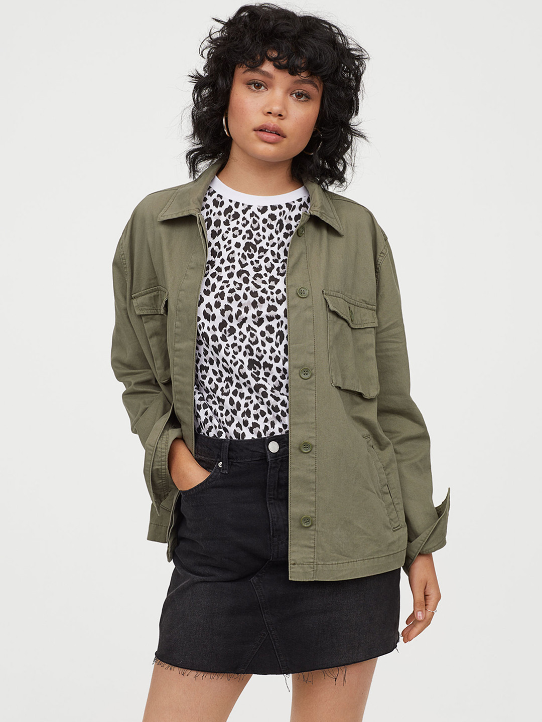 Buy H&M Women Green Solid Utility Jacket Jackets for Women 10472656 Myntra
