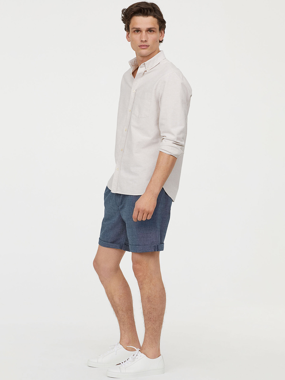 Buy H&M Men Blue Solid Knee Length Cotton Shorts Shorts for Men