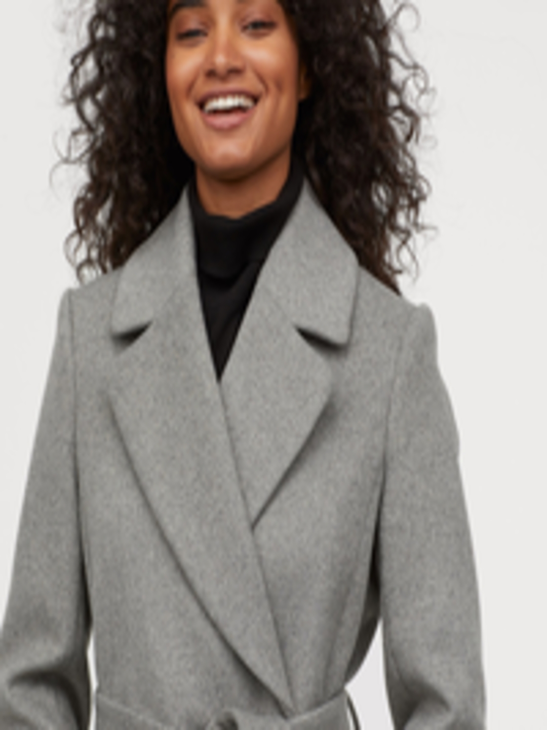 Buy H&M Women Grey Solid Wool Blend Coat - Coats for Women 10477170 ...