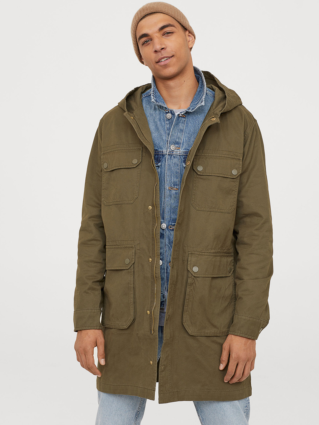 Buy H&M Men Green Solid Cotton Parka Jackets for Men 10468778 Myntra