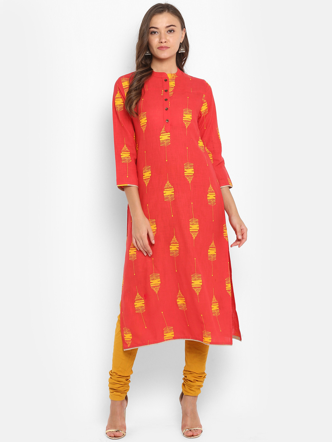 Buy Mytri Women Pink Printed Straight Kurta Kurtas for Women 10485184