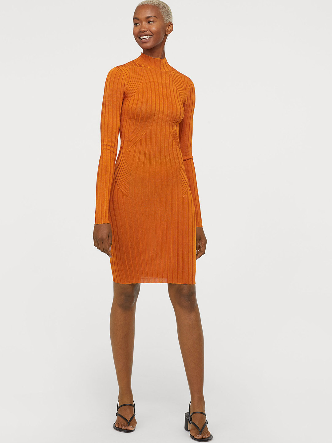 Buy H&M Women Mustard Yellow Knitted Bodycon Dress Dresses for Women