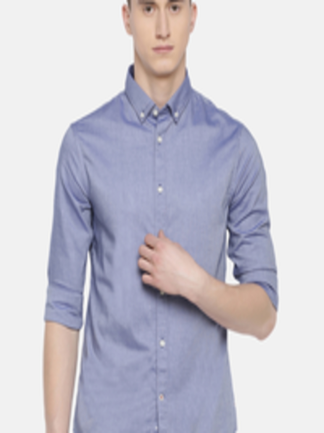 Buy Celio Men Blue Slim Fit Solid Casual Shirt - Shirts for Men ...