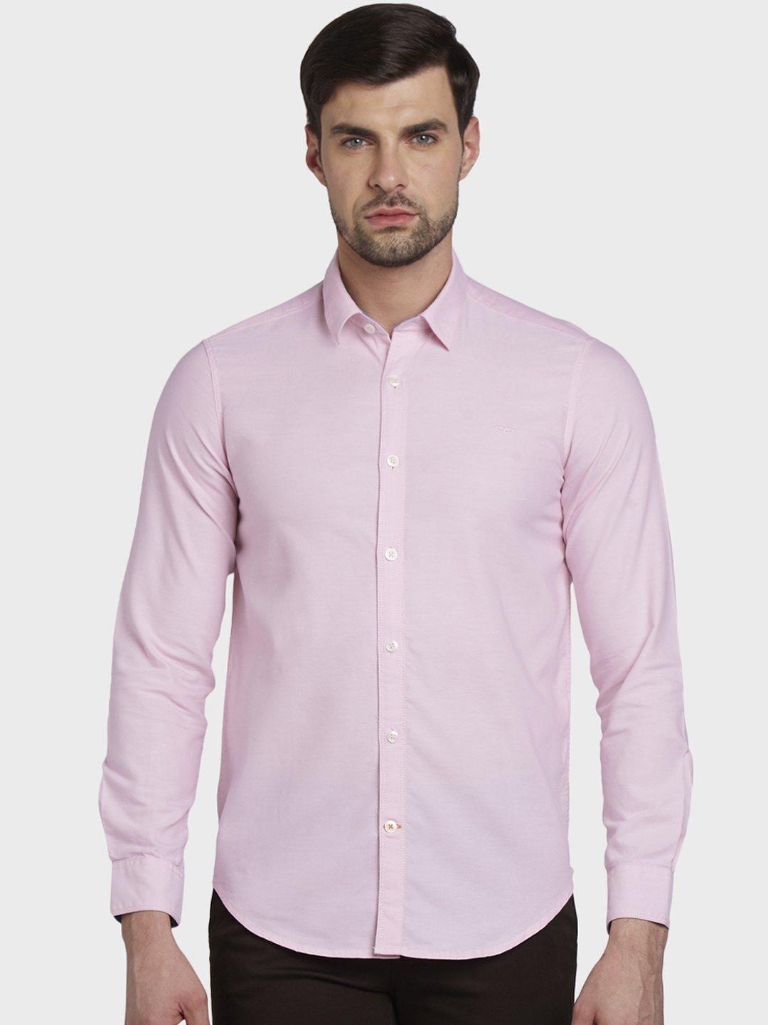 Buy ColorPlus Men Pink Slim Fit Solid Casual Shirt - Shirts for Men ...