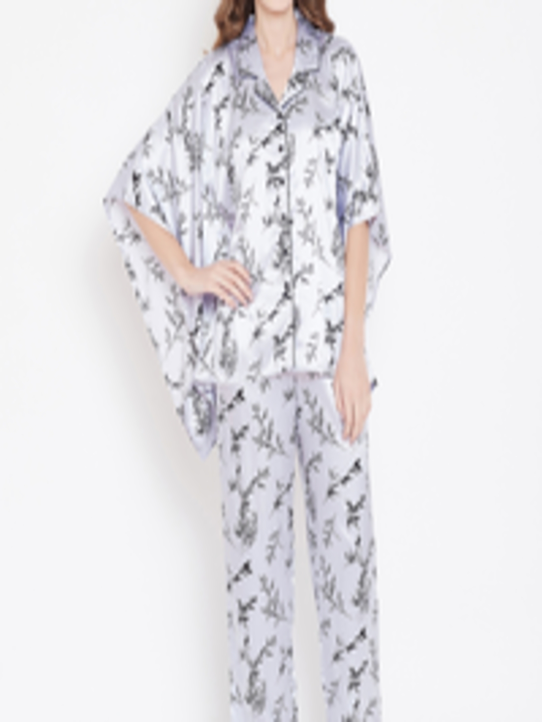 Buy The Kaftan Company Women Lavender & Black Printed Night Suit LW_PY ...