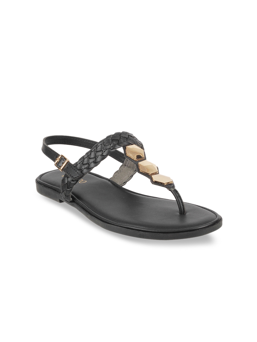 t strap flats black