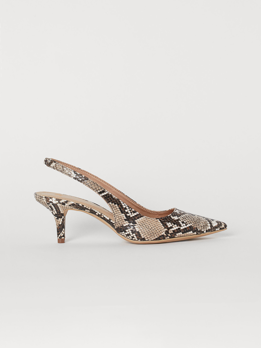 Buy H&M Women Beige And Brown Printed Slingbacks Heels for Women