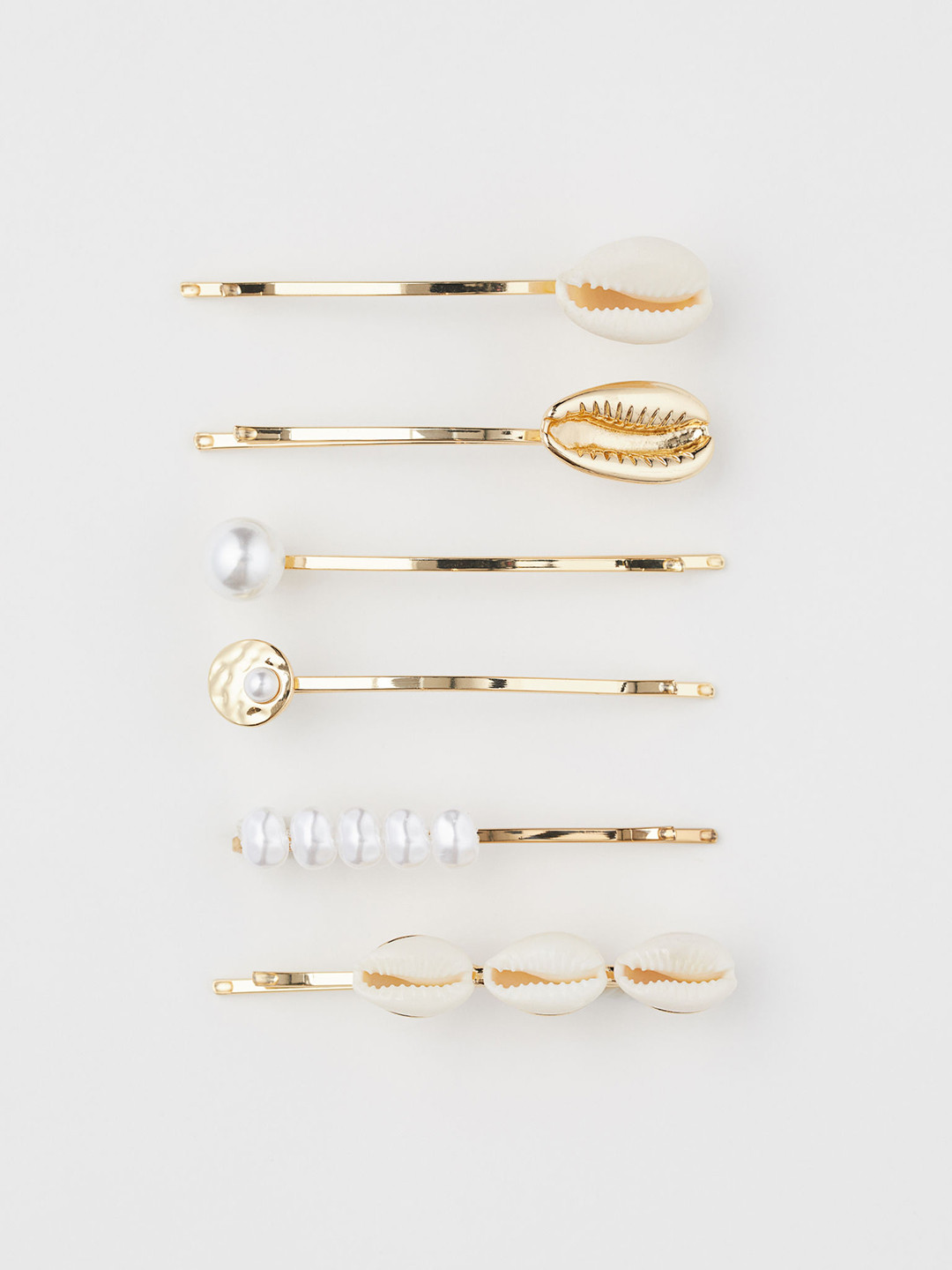 Buy H&M Women White & Gold Toned Solid 6 Pack Hair Clips Hair Accessory for Women 10487964