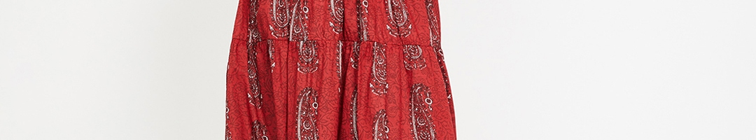 Buy Melange By Lifestyle Women Rust Red Printed A Line Kurta - Kurtas ...