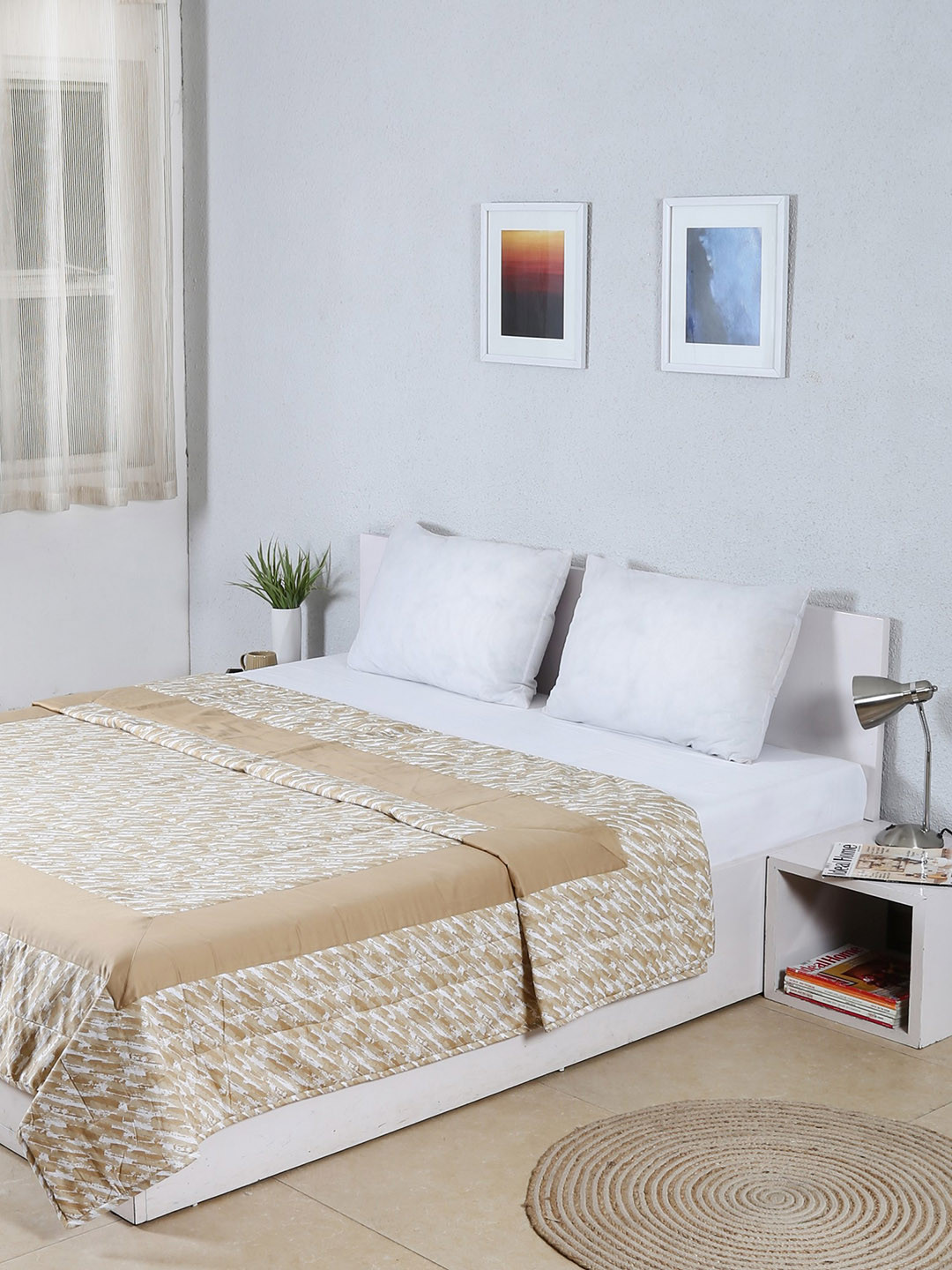 Buy House This Beige Cotton Double Bed Cover Bed Covers for Unisex