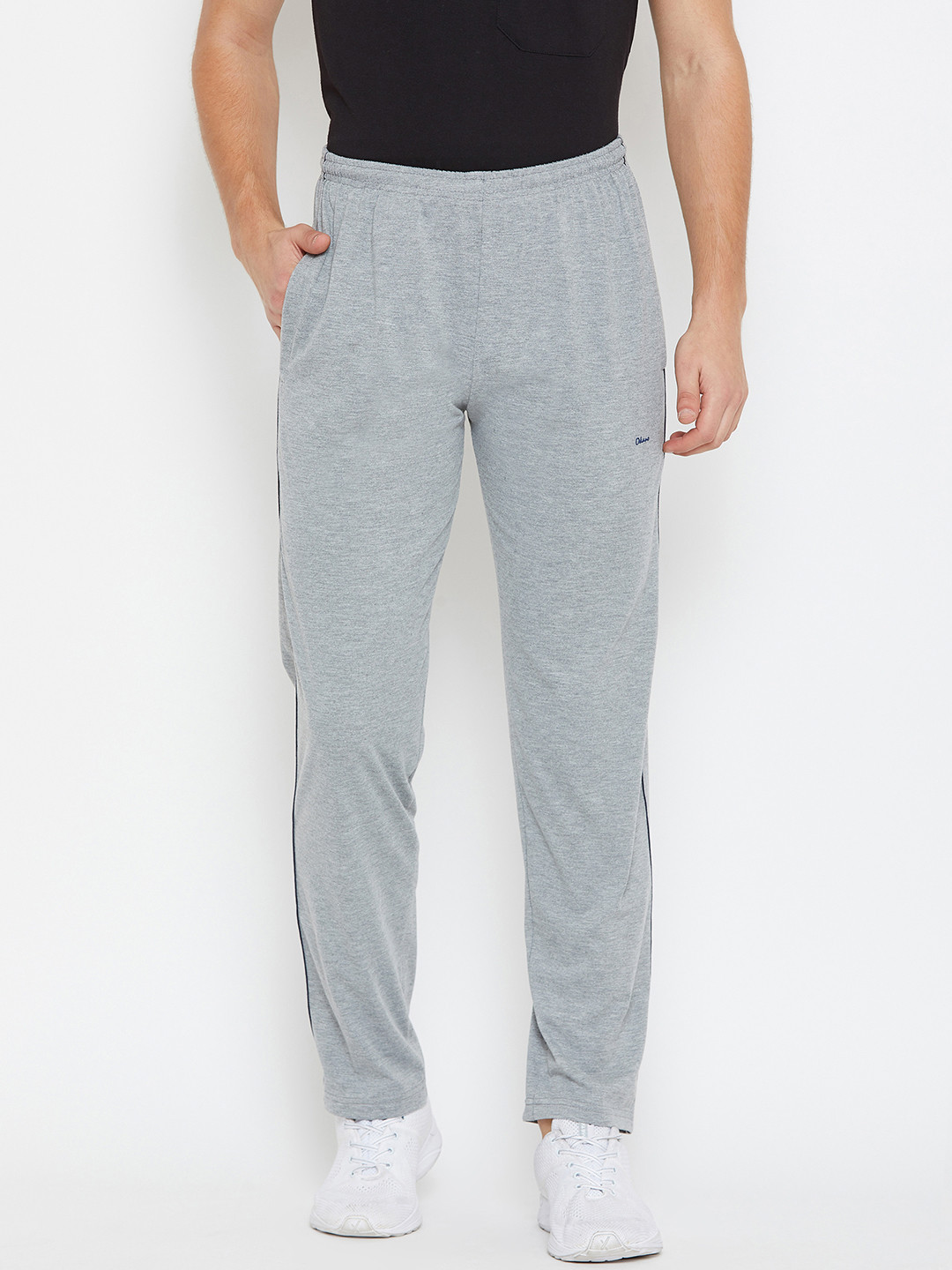Buy Okane Men Grey Melange Solid Straight Fit Trackpants Track Pants