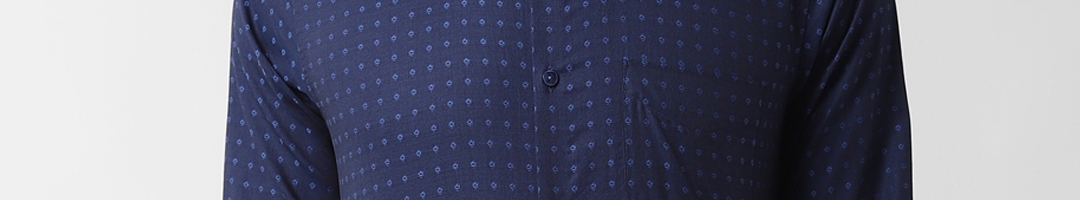 Buy Peter England Men Navy Blue Regular Fit Printed Formal Shirt ...