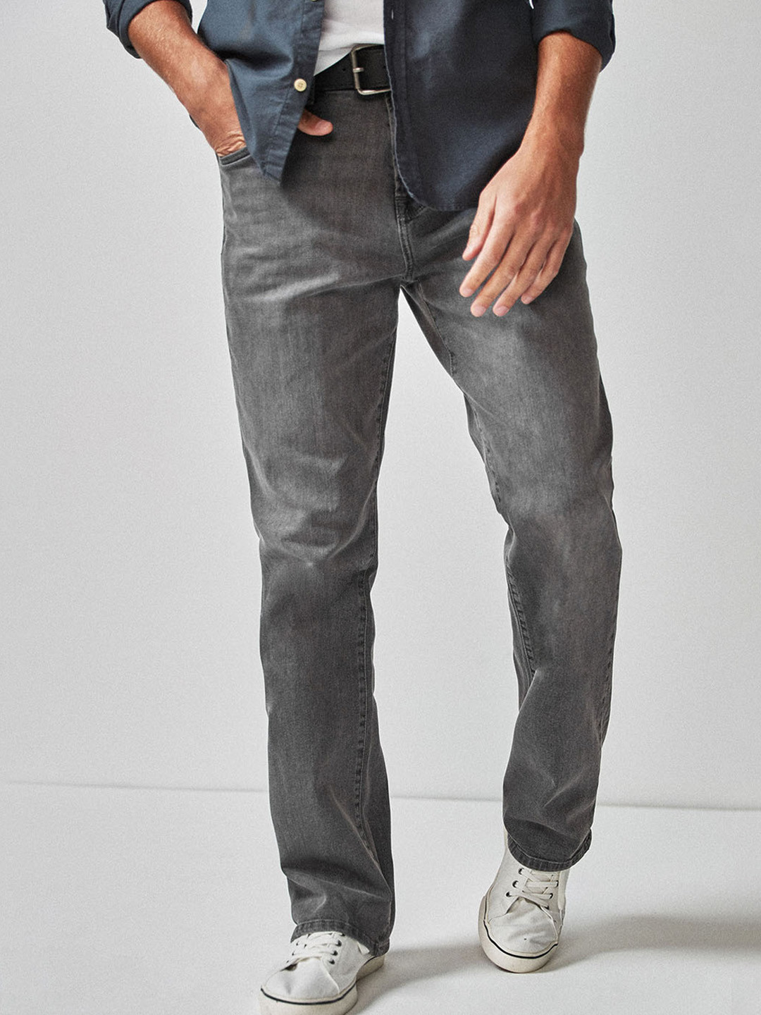 Buy Next Men Grey Bootcut Mid Rise Clean Look Stretchable Jeans Jeans