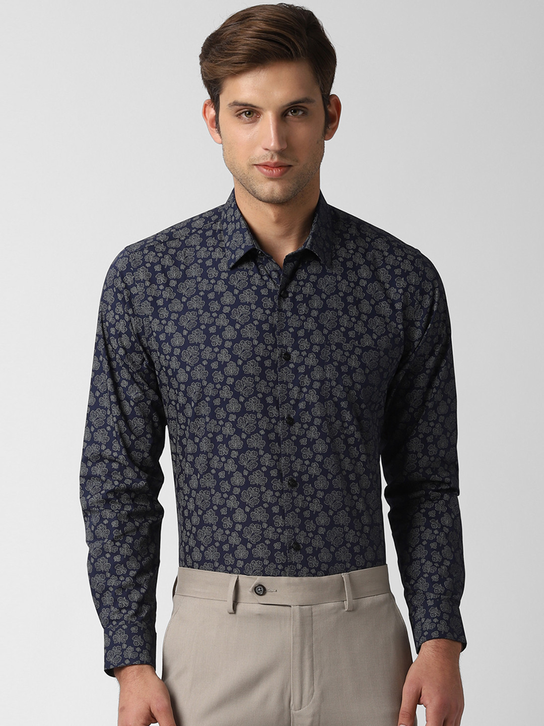 Buy Peter England Men Navy Blue Slim Fit Printed Formal Shirt Shirts