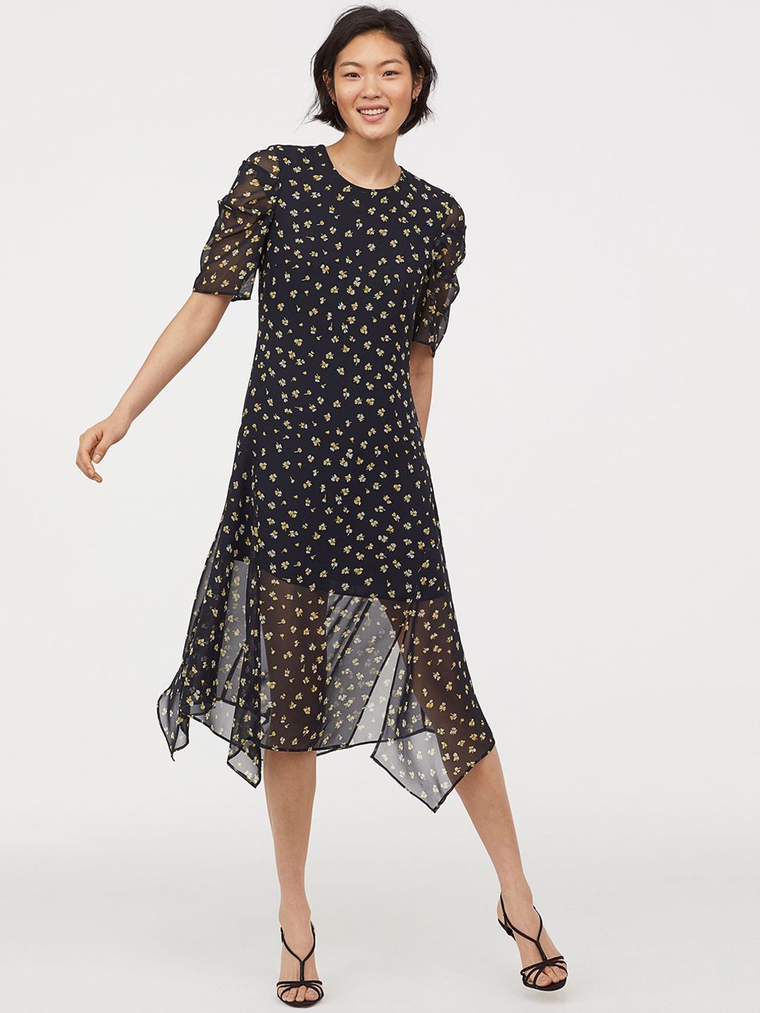 Buy H&M Navy Blue Patterned Dress Dresses for Women 10514018 Myntra