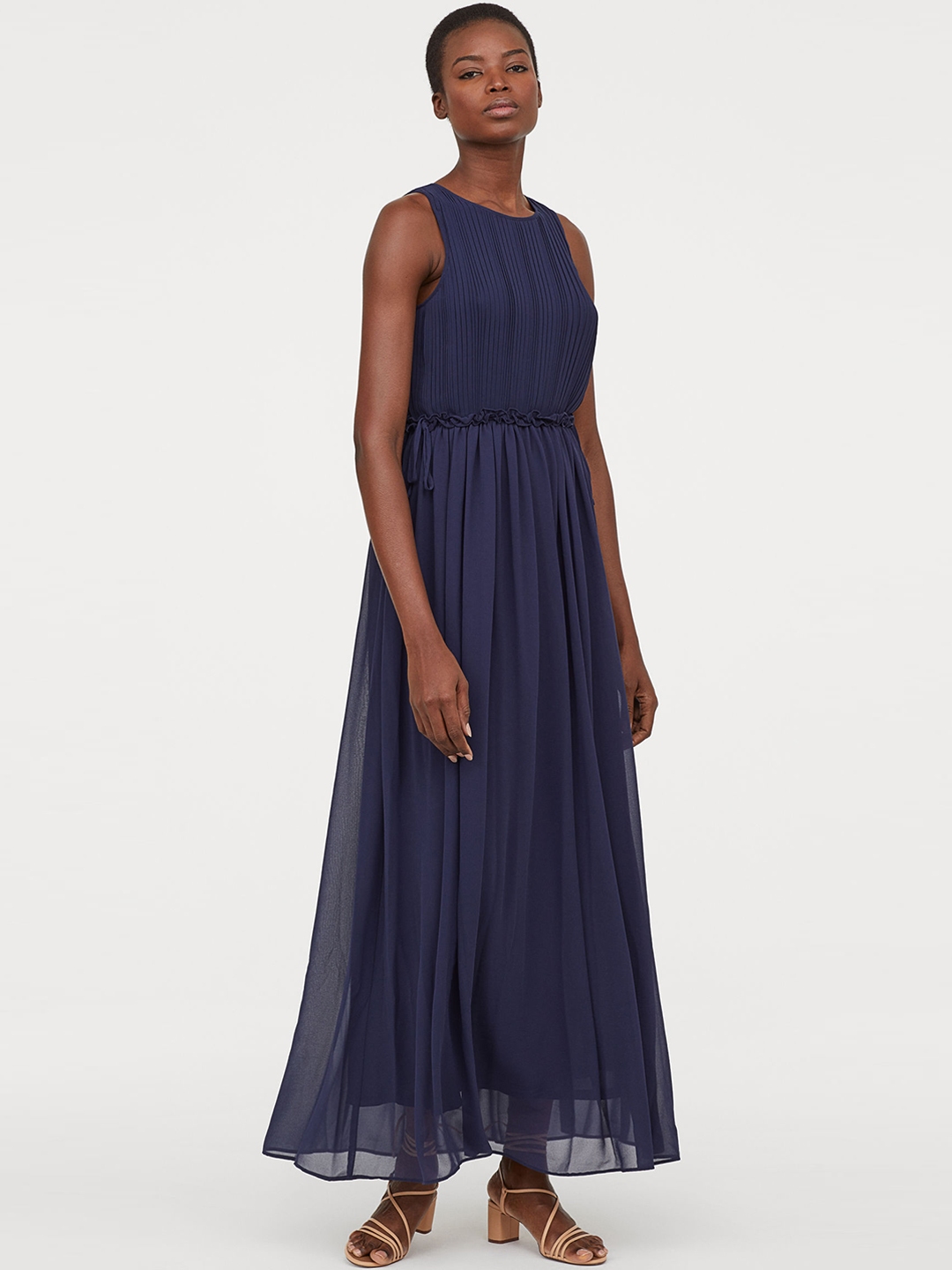 Buy H&M Women Blue Solid Long Chiffon Dress Dresses for Women