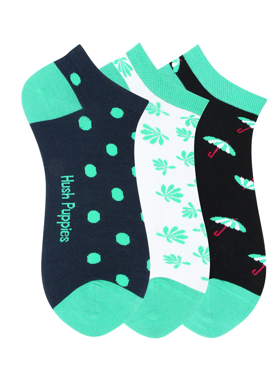 Buy Hush Puppies Men Pack Of 3 Assorted Patterned Ankle Length Socks