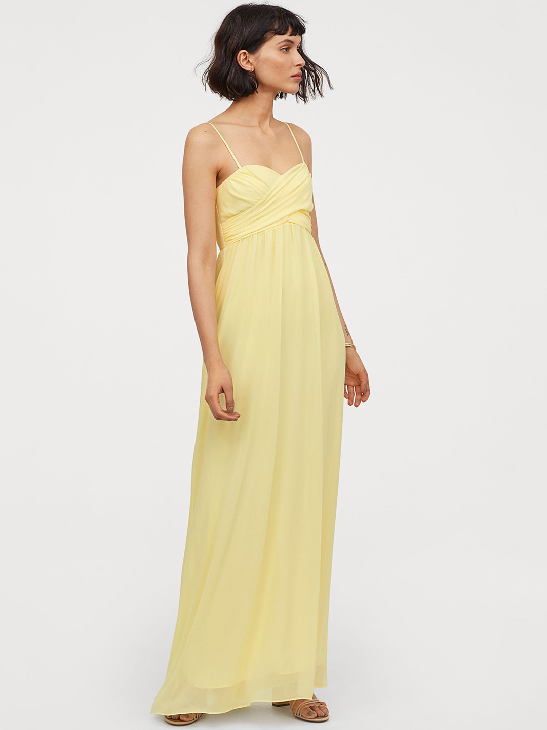 Buy H&M Women Yellow Solid Long Bandeau Dress Dresses for Women