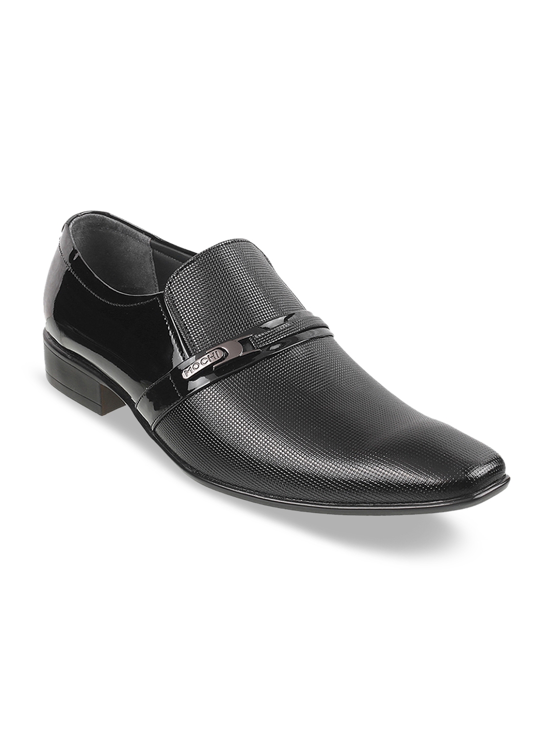 Buy Mochi Men Black Textured Leather Formal Slip On Shoes Formal Shoes For Men 10523264 Myntra 2129