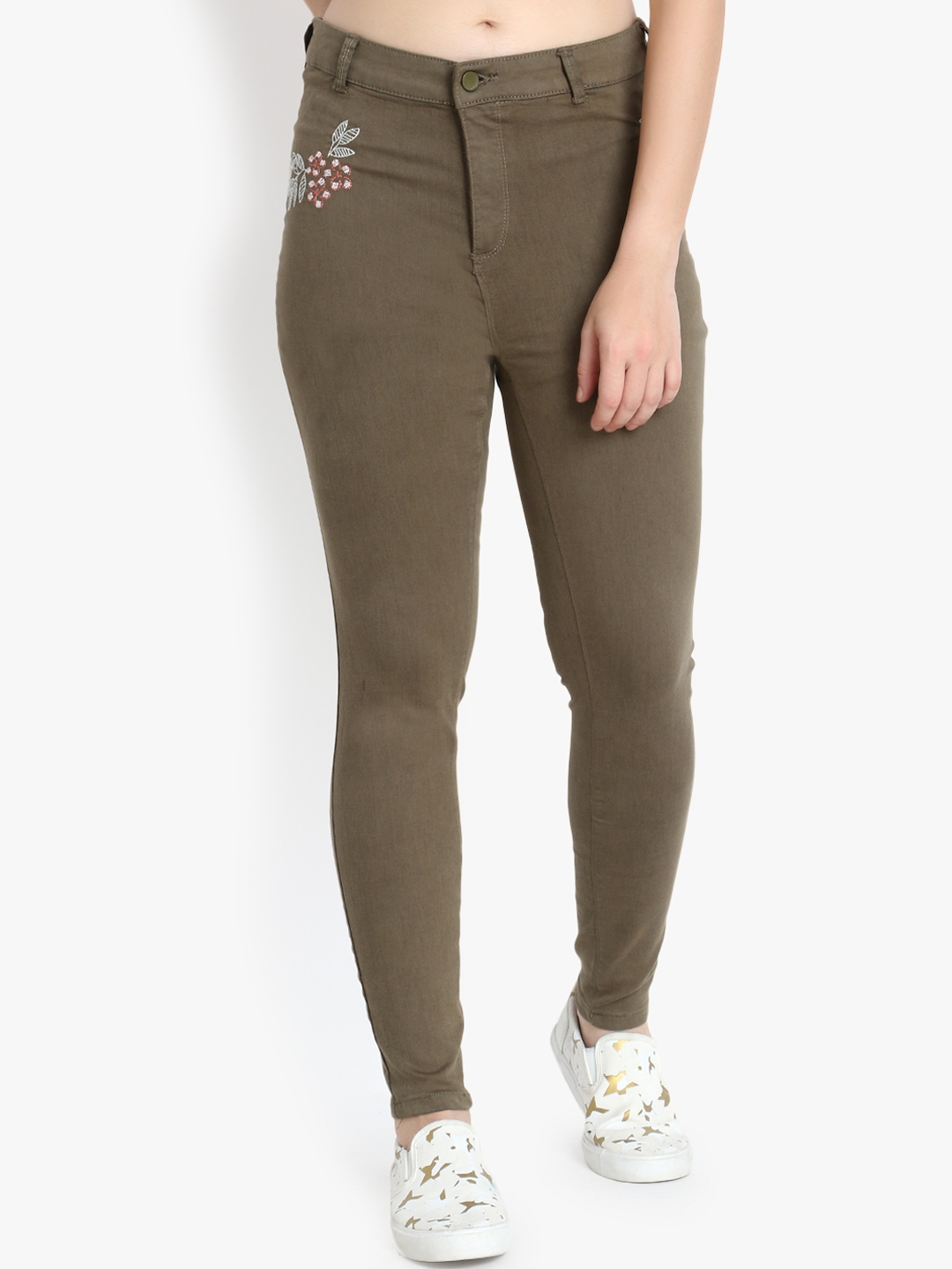 olive green jeans women